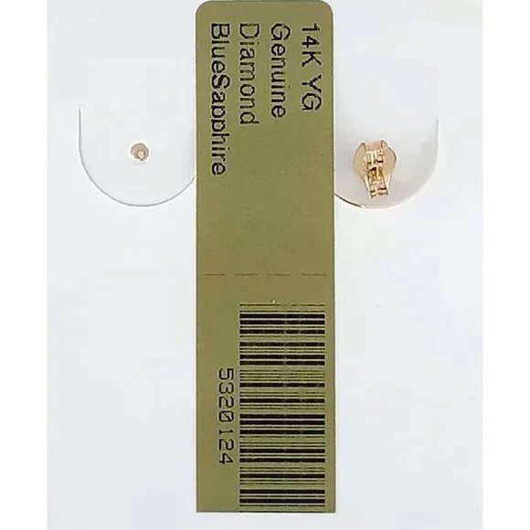 Genuine Blue Sapphire & Diamond * Single* Earring 14k Yellow Gold